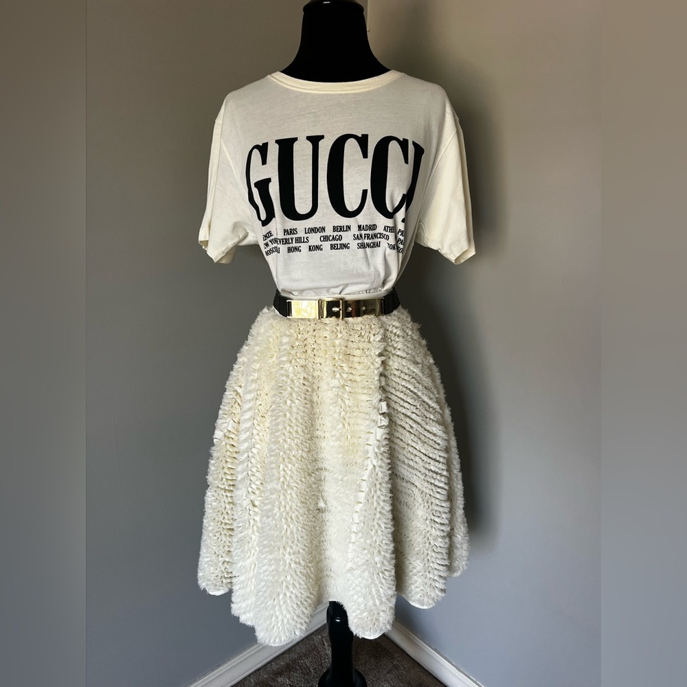 RARE H&M Cream Textured Circle Skirt Sz 2